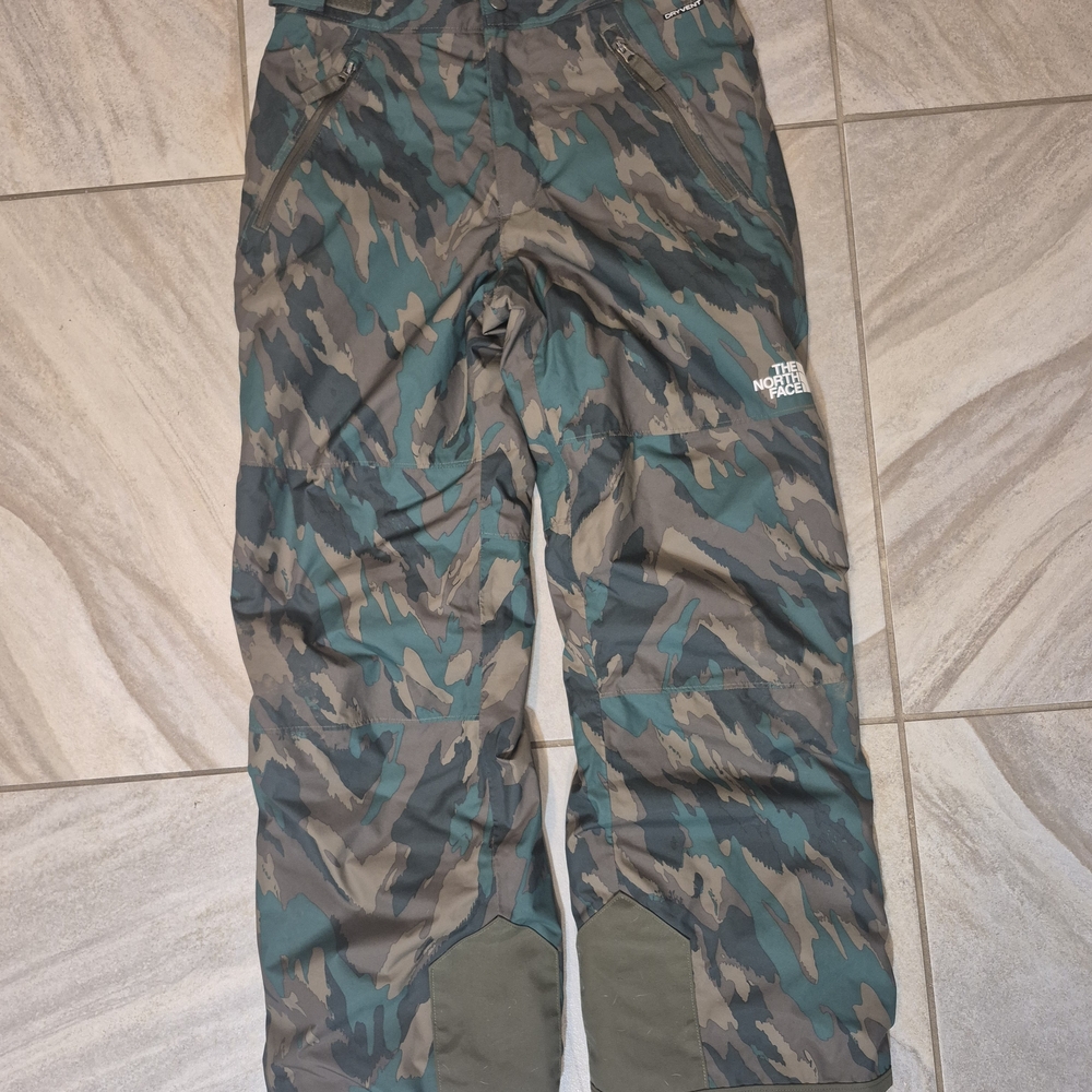 The North Face Green and Brown Camouflage Snow Pants